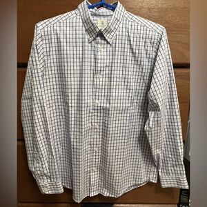 Boy's Lands End Button-Down Long Sleeve Blue Plaid Shirt Size 20